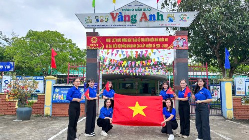 CHI ĐOÀN TRƯỜNG MẪU GIÁO VÀNG ANH VỚI “VŨ ĐIỆU HƯỞNG ỨNG NGÀY BẦU CỬ” – LAN TỎA TINH THẦN NGÀY HỘI TOÀN DÂN 💙🗳️🎉